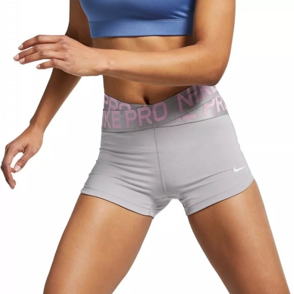 Nike Women's Gray and Pink Athletic Shorts - Picture 9 of 9
